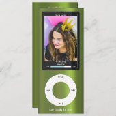 Green MP3 Music Player II Birthday Kaart (Voorkant / Achterkant)