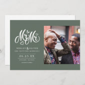 Green Mr. & Mr. Script - Sla de datum op met foto Save The Date (Voorkant / Achterkant)