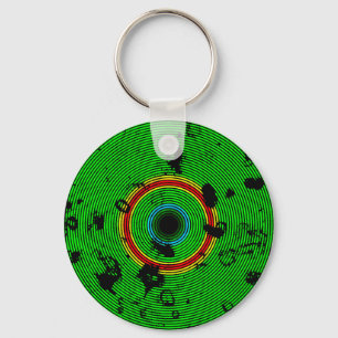 GREEN multicolor Vinyl Disk Textern Pattern Sleutelhanger