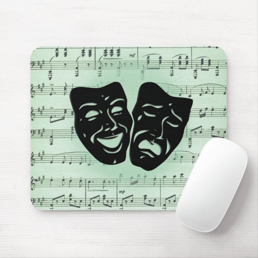 Green Music en Theater Griekse maskers Canvas tas Muismat (Met muis)
