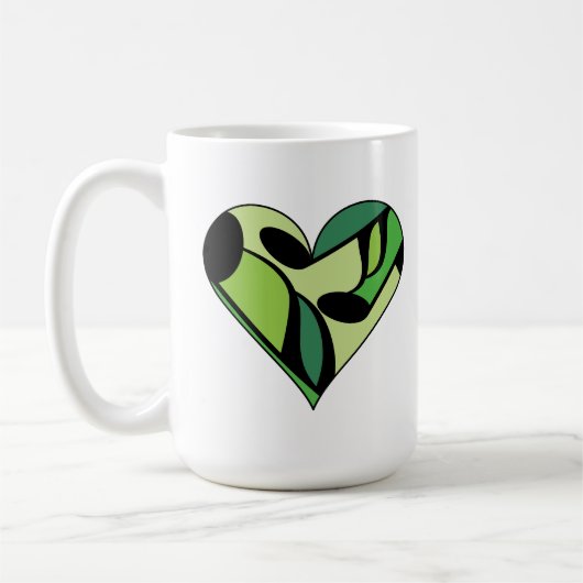 Green Music Note Patterned Heart Mok (Links)