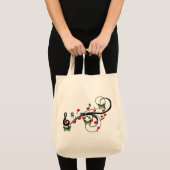 Green Musical Butterflies Tote Bag (Voorkant (product))