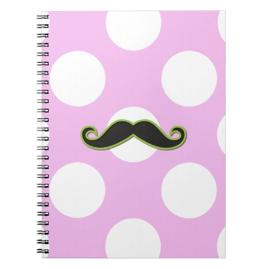 Green Mustache, Curl Mustache, Stache, Polka Dots Notitieboek (Voorkant)