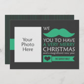 Green Mustache kerstfoto Feestdagenkaart (Voorkant / Achterkant)