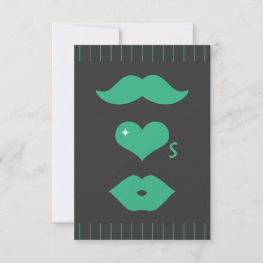 Green Mustache Wedding RSVP Kaartje (Voorkant)