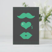 Green Mustache Wedding RSVP Kaartje (Staand voorkant)