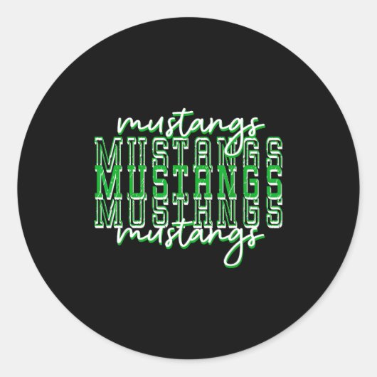 Green Mustang Pride School Srit Game Day Mustangs  Ronde Sticker (Voorkant)