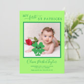 Green My First Patricks Baby Birth Photo Holiday Kaart (Staand voorkant)