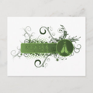 Green Namaste Tibetan Briefkaart