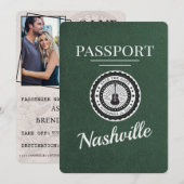 Green Nashville Passport Bewaar de datum Save The Date (Voorkant / Achterkant)