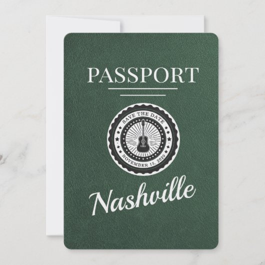 Green Nashville Passport Bewaar de datum Save The Date (Voorkant)