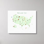 Green National Park Kaart Woodland Nursery Canvas Afdruk (Voorkant)