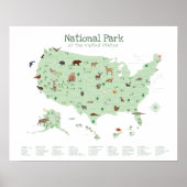 Green National Park Kaart Woodland Nursery Print (Voorkant)