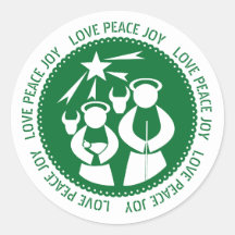 Green Natitivity Scene Love, Peace, Joy Kerstmis