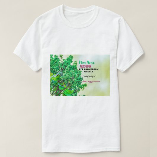 Green Nature Leaves Happy New Year 2026  T-shirt (Design voorkant)