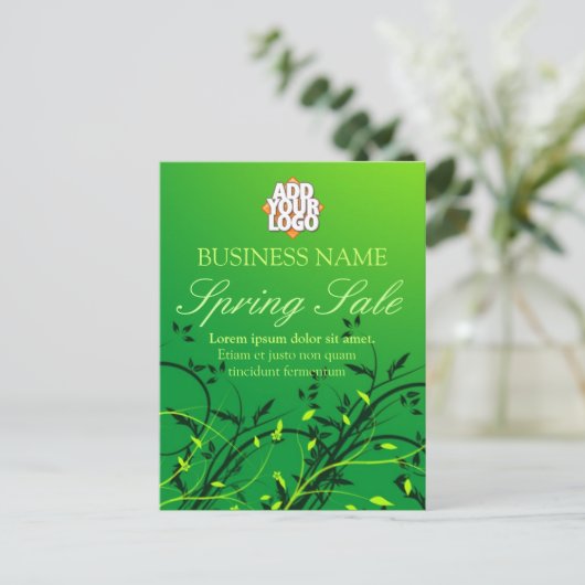 Green Natuur Spring Sale Business Postcard Briefkaart (Staand voorkant)