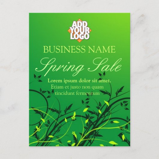 Green Natuur Spring Sale Business Postcard Briefkaart (Voorkant)