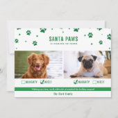 Green Naughty of Nice Two Dog Kerstfotokaart Feestdagenkaart (Voorkant)