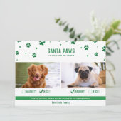 Green Naughty of Nice Two Dog Kerstfotokaart Feestdagenkaart (Staand voorkant)