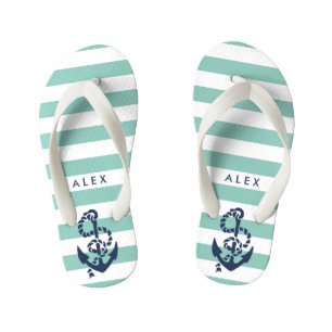 Green Nautical Anchor Boys Teenslippers