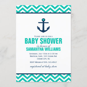 Green Nautical Baby shower Kaart