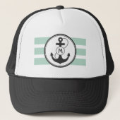 Green Nautical Monogram Trucker Pet (Voorkant)