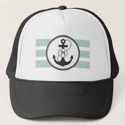 Green Nautical Monogram Trucker Pet (Voorkant)