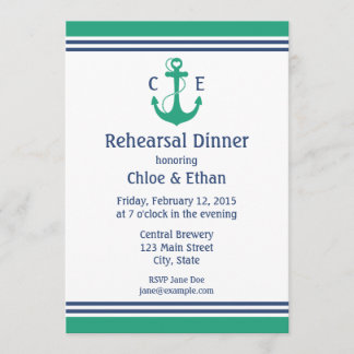Green Nautical Rehearsal Dinner Invitations Kaart