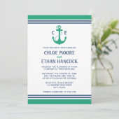 Green Nautical Wedding Invitations Kaart (Staand voorkant)