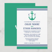 Green Nautical Wedding Invitations Kaart (Voorkant / Achterkant)