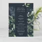 Green Navy Black Leafy Foliage Wedding Programme Programmakaart (Staand voorkant)