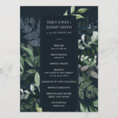 Green Navy Black Leafy Foliage Wedding Programme Programmakaart (Voorkant)