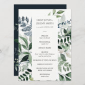 Green Navy Black Leafy Foliage Wedding Programme Programmakaart (Voorkant / Achterkant)