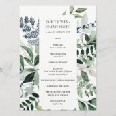 Green Navy Black Leafy Foliage Wedding Programme Programmakaart (Voorkant)