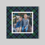 Green Navy Black Watch kerstfoto Canvas Afdruk<br><div class="desc">Dit feestelijke kunstcanvas voor kerstfeestdagen biedt een aangepaste vierkante familiefoto met een klassieke blauw van de marine,  een jager groen en een zwarte schilderachtige Schotse tartan-schildpadachtergrond. Het uiteinde van de foto: bewaar uw foto aan een vierkante vorm alvorens te uploaden. Foto: Sunbeam Fotografie www.facebook.com/SunbeamPhotography</div>