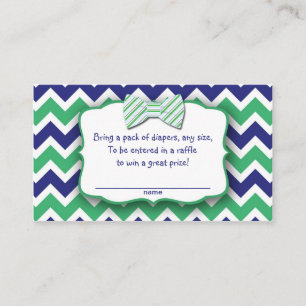 Green Navy Bow Stropdas Diaper Raffle Tickets game Informatiekaartje
