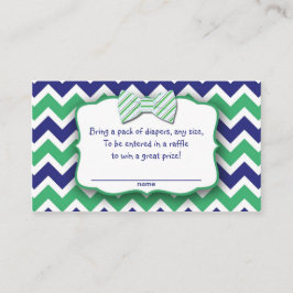 Green Navy Bow Stropdas Luier Raffle Tickets spel Informatiekaartje