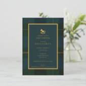 Green Navy en Gold Tartan Baby shower Invitation Kaart (Staand voorkant)