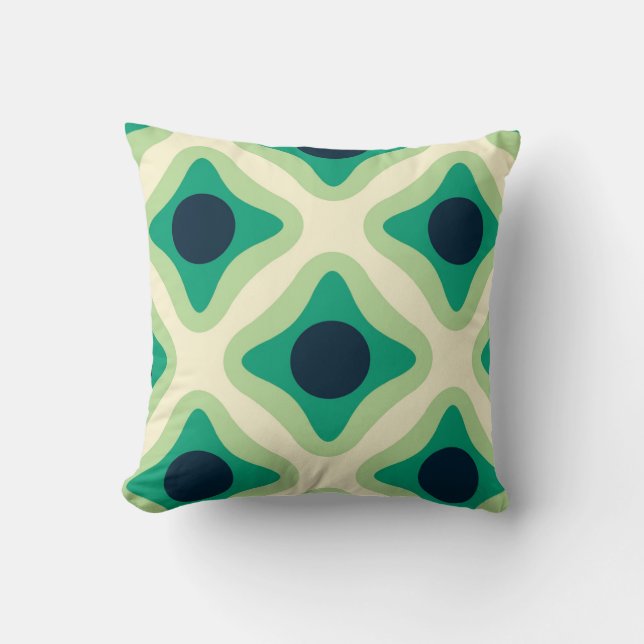 Green & Navy Geometric Patter Throw Pillow Kussen (Voorkant)