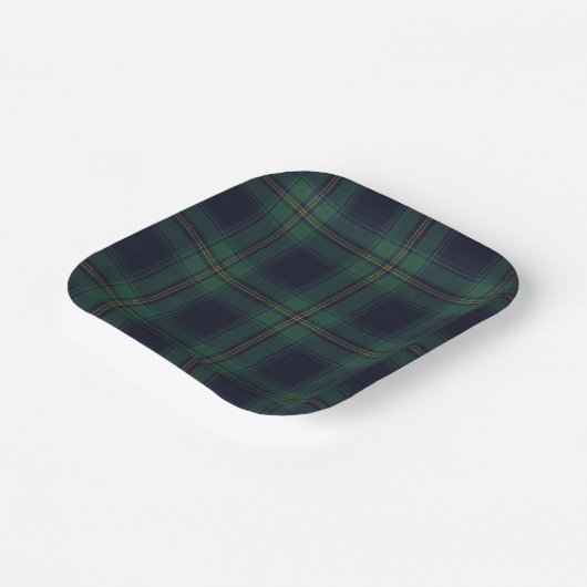 Green Navy Plaid  Papieren Bordje (Gebogen)