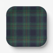 Green Navy Plaid  Papieren Bordje (Voorkant)