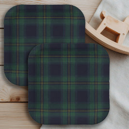 Green Navy Plaid Papieren Bordje