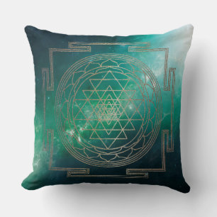 Green Nebula Sri Yantra - Pillow Kussen