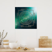 Green Nebula Sri Yantra - Poster (Keuken)