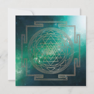 Green Nebula Sri Yantra - Wenskaart Kaart