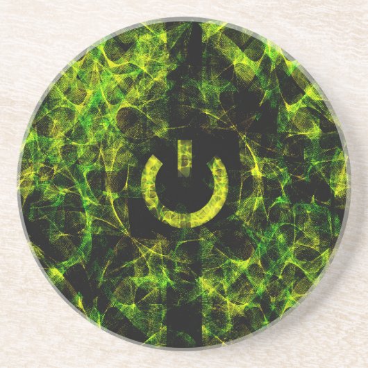 Green Neon Fire Zandsteen Onderzetter (Voorkant)
