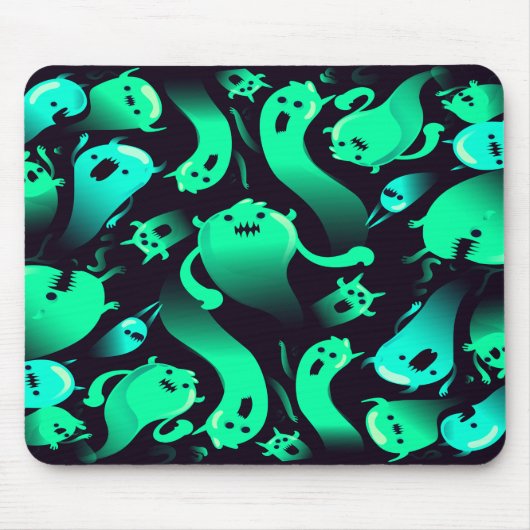 Green Neon Ghost Patroon Muismat (Voorkant)