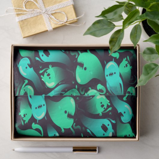 Green Neon Ghost Patroon Tissuepapier (Geschenk)