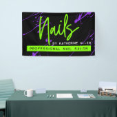 Green Neon Nail Salon Paars Welkomstteken Spandoek (Beurs)