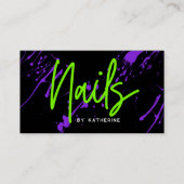 Green Neon Paarse Nails Nail Salon Visitekaartje (Voorkant)